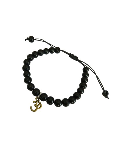 Shivay Om Charm Black Onyx Beads Design Bracelet